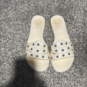 Stylish Cream Slide Sandals sz7